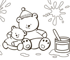 [Translate to romanian:] NUK colouring page with two funny bears