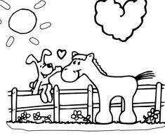[Translate to romanian:] NUK colouring page horse and dog